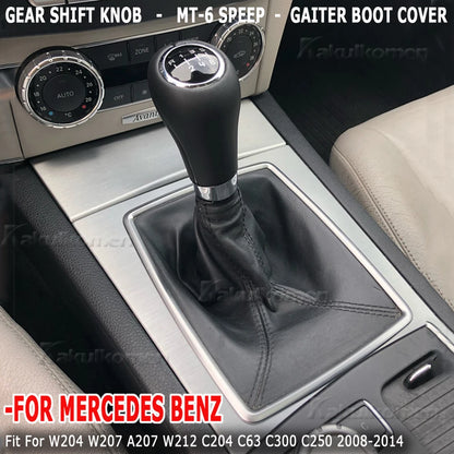 For Mercedes Benz W204 C204 C63 C300 C250 W207 A207 W212 6 Speed Black Frame Gear Shift Knob Lever Gaiter Boot 2008-2014