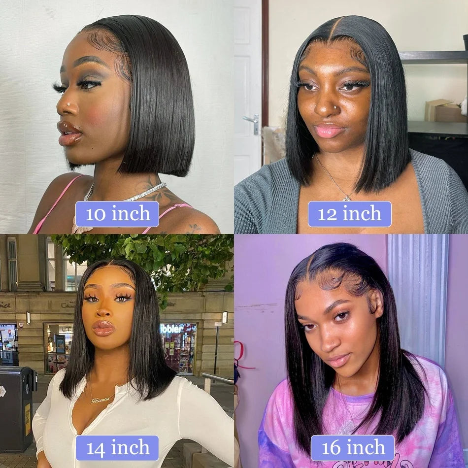 13x4 Bone Straight Human Hair Wig Transparent Lace Frontal Wigs Women Short Bob Wig Brazilian Remy Straight Natural Wigs