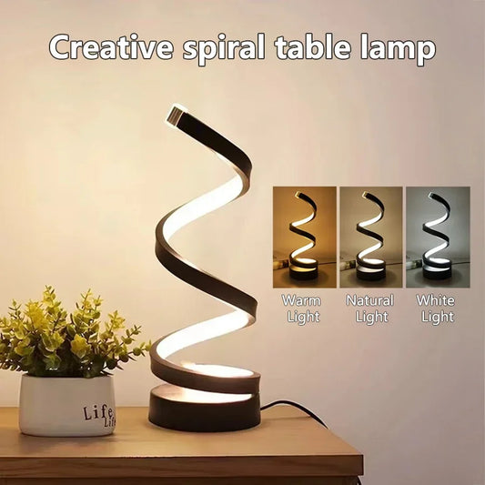 Modern Minimalist Spiral LED Table Lamp Bedside Night Light 3 Color Dimmable Desk Lamp For Bar Cafe Bedroom Living Room Lighting