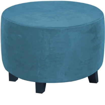 Real Velvet Plush Fabric Round Ottoman Slipcover Footstool Protector Covers Storage Stool Ottoman Covers