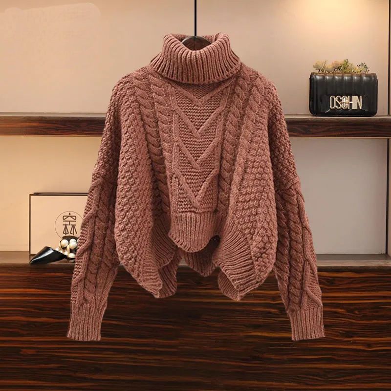 Oversized Women's Autumn Set 2023 New Temperament Senior Knitted Sweater Mesh Half Skirt Two Piece Set Fashion