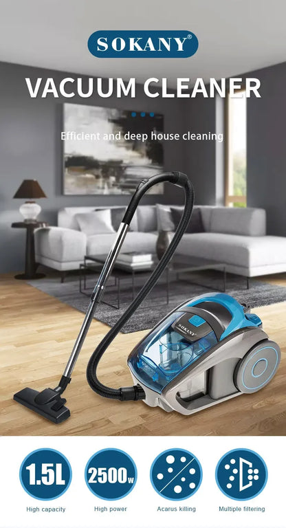 Houselin 2500W Bagless Canister Vacuum Cleaner, Multi-Cyclonic Filtration, Corded Vacuum for Hard Floors, Carpets, Pet Hair