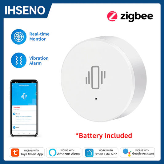 Tuya Zigbee Smart Vibration Sensor Detection Home Security Protection Smart Life App Real-time Remote Monitor Alarm Notification