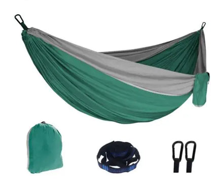 Single Person Portable Outdoor Camping Hammock With Nylon Color Matching Hammock High Strength Parachute Fabric Hanging Bed