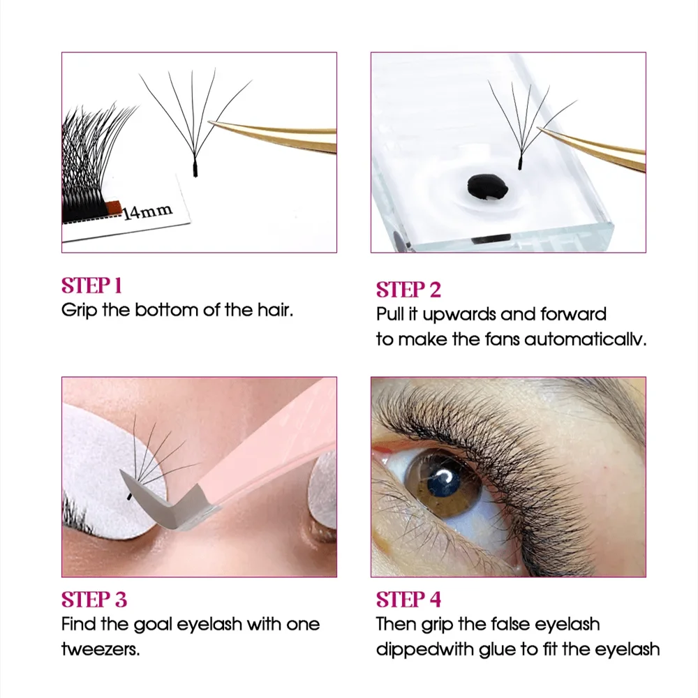 FADVAN 5D W Shape Eyelashes Extension 0.07 D Curl Natural Faux Mink Lashes Soft Professional Premade Volume Fan Eyelashes