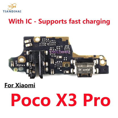 USB Charging Port Dock Jack Connector Charge Board Flex Cable With Mic Microphone For Xiaomi Poco X3 NFC X3 Pro X3NFC X3Pro