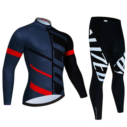 New Winter Cycling Jersey Set 2024 Men's Long Sleeve Mountain Bike Cycling Clothing Fleece Warm MTB Bicycle Clothes Wear Suit