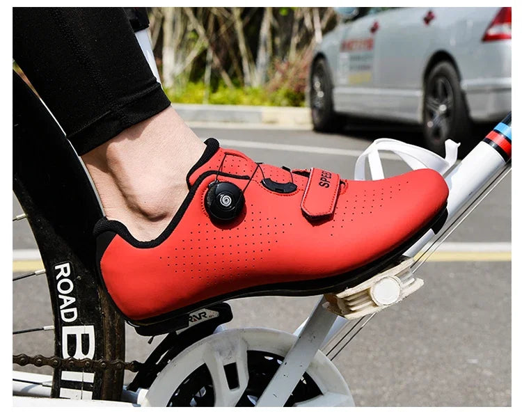 Professional Sneakers Men Ultralight Double Buckles Cycling Shoes MTB Luminous Road Bike Shoes Self-Locking Bicycle Cleat Shoes