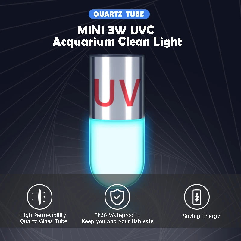 Mini Aquarium Ultraviolet Lamp Fish Tank Uv Clean Light Removing Microorganisms Stabilize Water Quality Fish Tank Uv Light