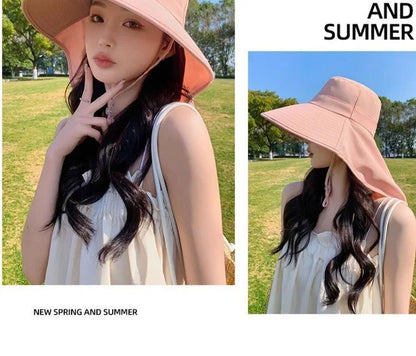 Outdoor Sun Bucket Hat for Women Girls Fishing Hat Wide Brim Bucket Hat with Neck Cover 50+ UPF Protection Safari Cap