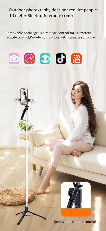 Selfie Stick Travel Portable Mobile Phone Selfie Stick Artifact 360 Degree Universal Axis Rotating Landing Tripod ﻿