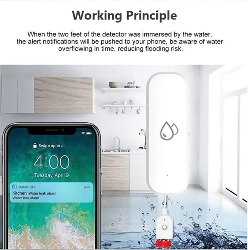 Tuya WiFi Water Sensor Leakage Alarm Flood Leak Detector Smart Home APP Remote Control Smart Home Security Protection