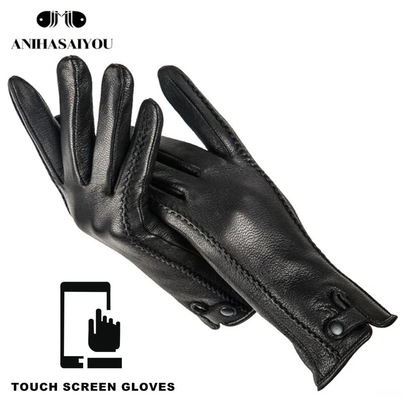 Fashion Buckskin real women's leather gloves,Comfortable warm women's winter gloves Cold protection gloves for women - 2265