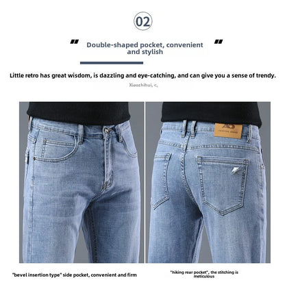 2024  Men's Workwear Jeans Classic Stretch Fabrics Loose Straight-leg Trousers Casual All-match Denim Pants Male