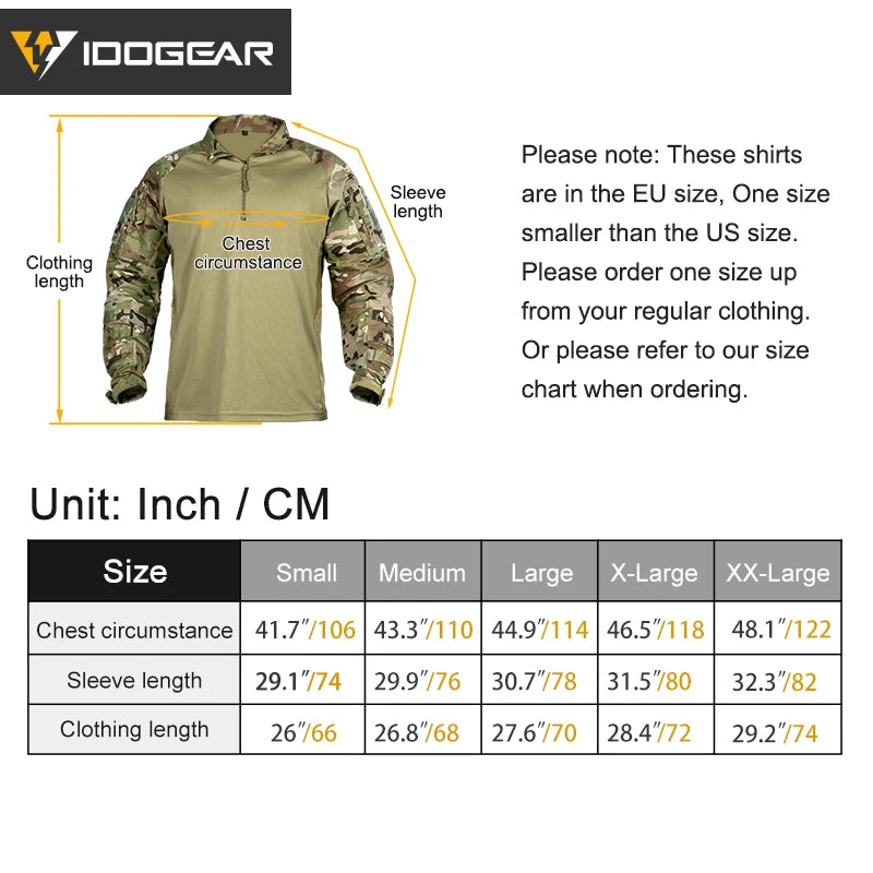 IDOGEAR UFS Tactical Shirt BDU Combat Clothes With Elbow Pads Slight Elasticity  Shirt Breathable 3116