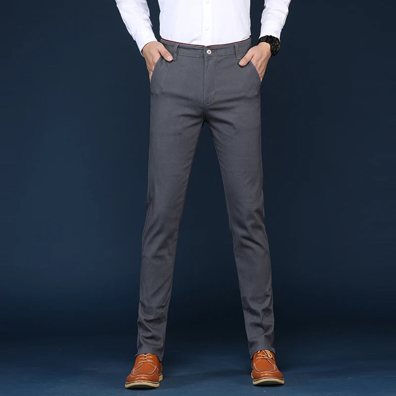 6 Colors Fashion Mens Slim Fit Casual Pants Korea Style Business Work Trousers All-match Mens Midwaist Straight Casual Pants