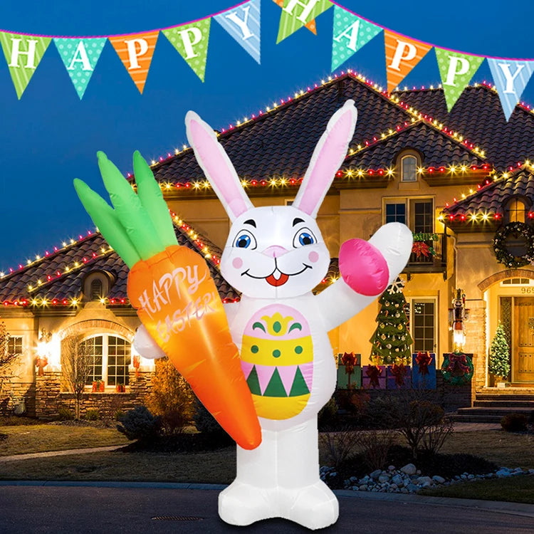 2024 Happy Easter Celebration Decoration LED Light Giant Easter Egg Bunny Rabbit Inflatable Toy for Outdoor Home Garden Ornament