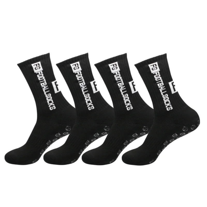 4Pairs/Lot FS Football Socks New Style Round Silicone Suction Cup Grip Anti Slip Soccer Socks Sports Men Baseball Rugby Socks