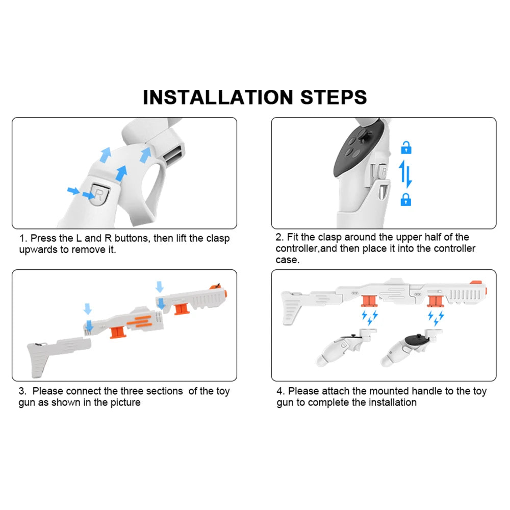 Shooting Games Accessories Gun Magnet Mount Reload VR Gaming Experience Magnetic Rifle GunStock For Meta Quest 3 VR Accessories