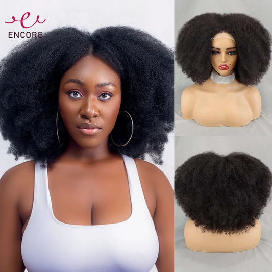 350% Density 4x4 Lace Closure Hair Wigs Remy Human Hair Bob Wigs 12-16 Inch Natural Kinky Afro Curly Hair Wigs for Black Women