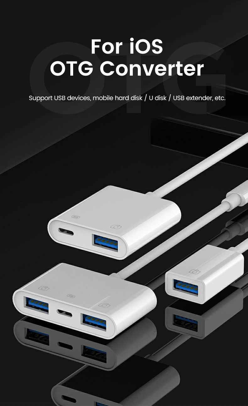 Elough OTG Adapter for iPhone 15 Lightning Male to USB 3.0 Adapter Data Transfer Fast Charging cable USB Adaptador for iPad