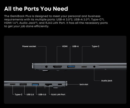 CHUWI GemiBook Plus Laptop Intel N100 Graphics for 12th Gen 15.6" 1920*1080P 16GB RAM 512GB SSD With Cooling Fan Windows 11
