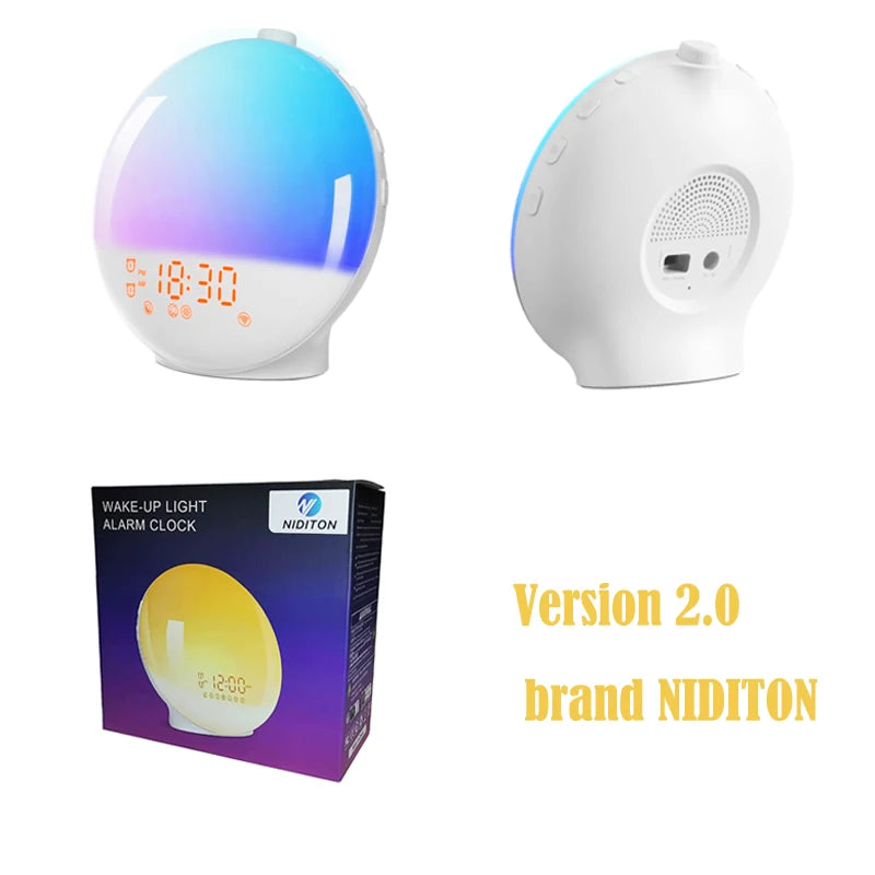 Sunrise Alarm Clock Wake Up Light Clock Sunrise/Sunset Simulation Digital Clock with Night Light FM Radio Desk Clocks