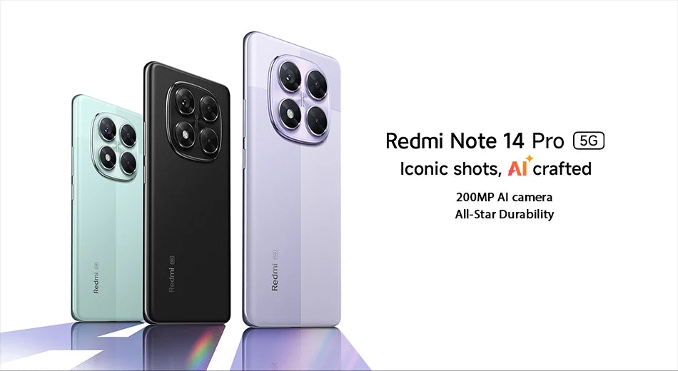 Global Version Xiaomi Redmi Note 14 Pro 5G Smartphone MediaTek Dimensity 7300-Ultra 200MP AI camera 6.67"AMOLED display NFC IP68