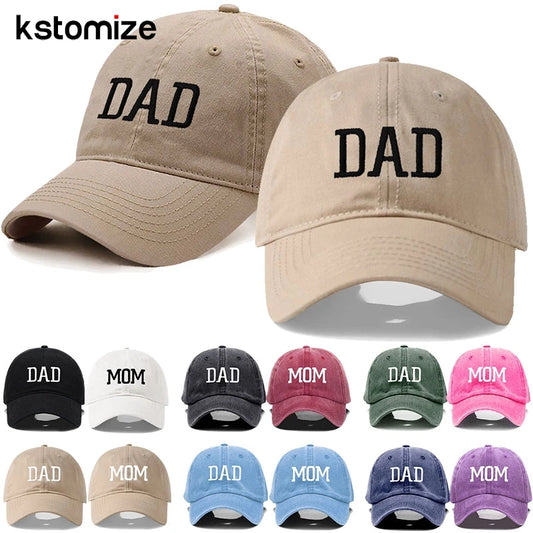 MOM DAD Embroidery Vintage Cotton Men Baseball Cap Women Hat Sport Visors Snapback Cap Breathable Outdoor Sun Hat Dropshipping