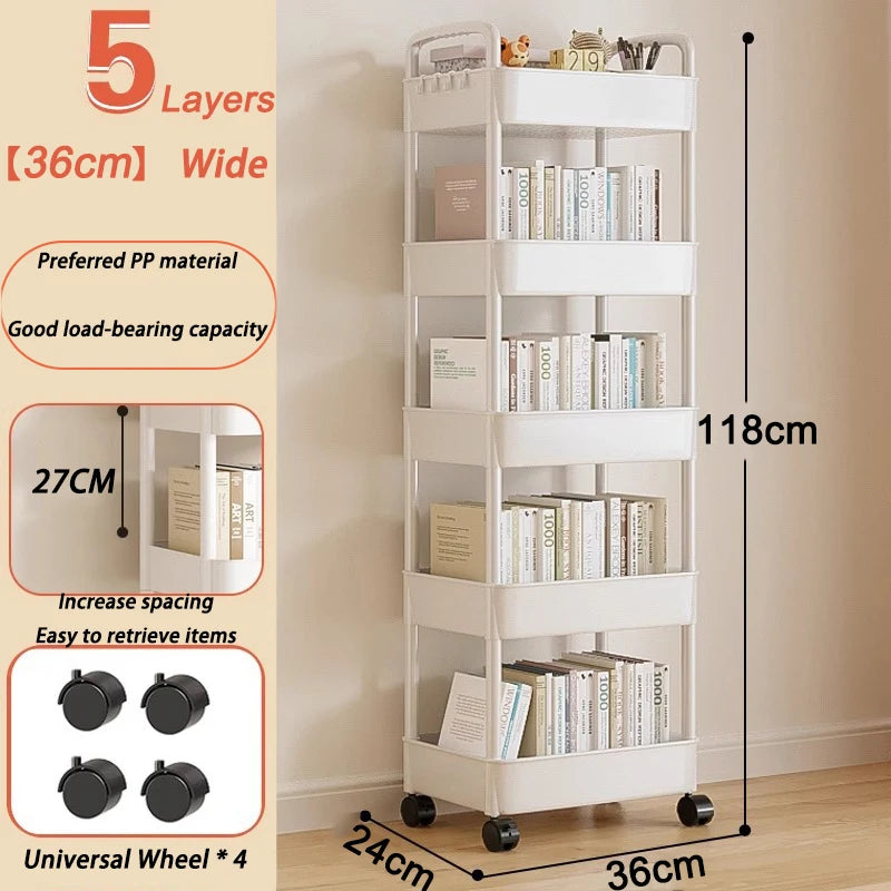 Mobile Storage Rack Trolley Kitchen Organizers And Storage Rack Household Bathroom Cart Multifunctional Multi Storey Bookshelf