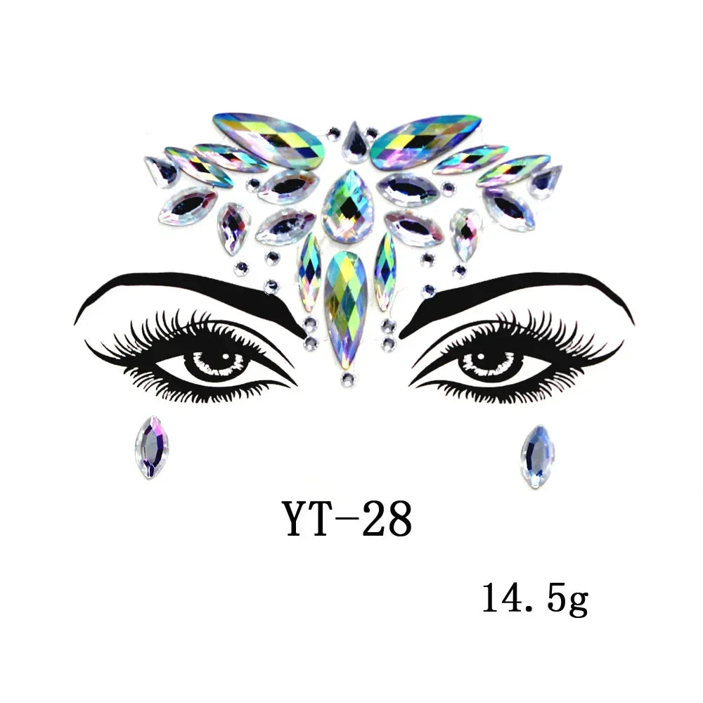 Sexy Face Tattoo Stickers Glitter Fake Tattoos Rhinestones for Woman Temporary Tattoos Party DIY Kids Holiday Face Jewels Tattoo