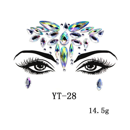 Sexy Face Tattoo Stickers Glitter Fake Tattoos Rhinestones for Woman Temporary Tattoos Party DIY Kids Holiday Face Jewels Tattoo