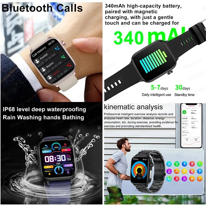 AI Medical Grade Health Smart Watch Women ECG+PPG+HRV Micro Examination Blood Sugar Fat Uric Acid Heart Rate BT Call Smartwatch