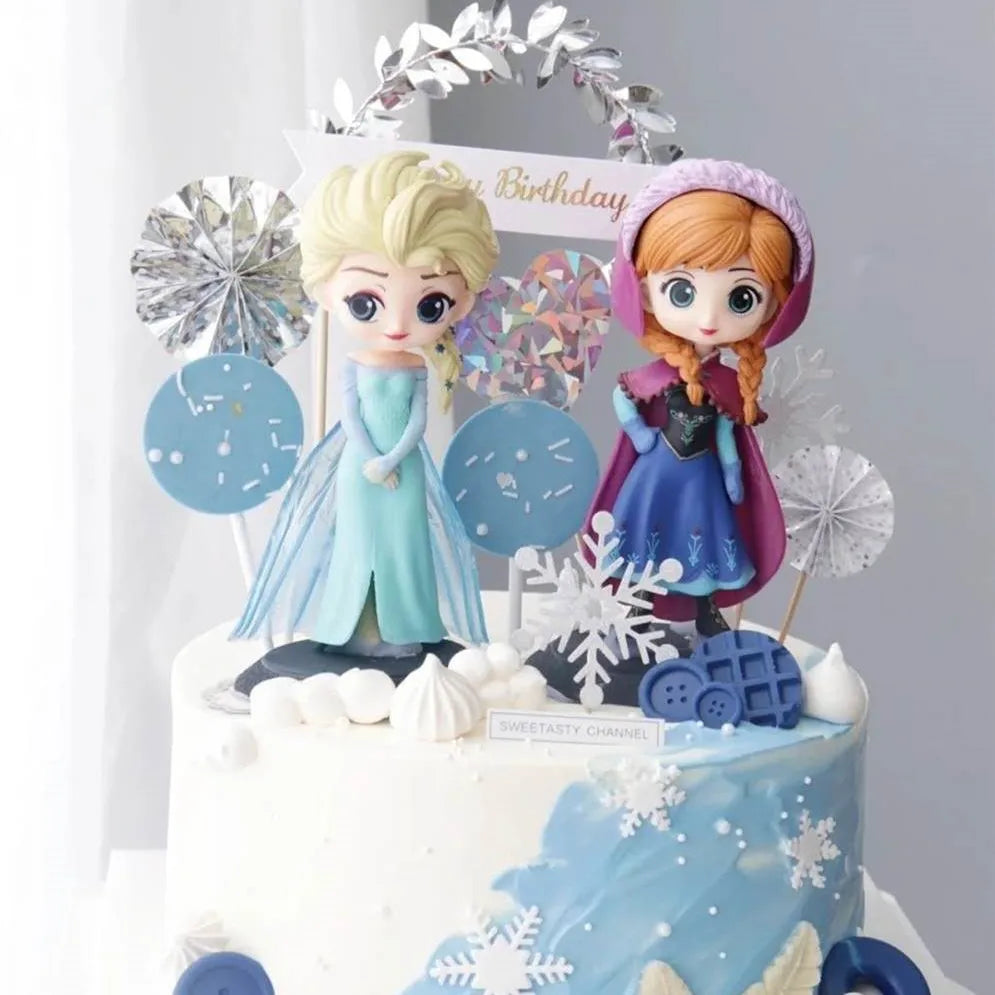 Disney Frozen Theme Cake Decoration Anna Elsa Princess Furnishing Articles Caketopper For Girl Birthday Party Cake Decor Supplie