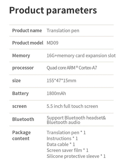 5.5-inch large-screen translation pen, supports scanning and translation in 60 languages - voice translation in 134 languages