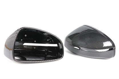 Mirror Cover For Audi TT TTS TTRS MK2 (8J) R8 (42) 2007-2014 Carbon Fiber Look/Gloss Black Exterior Rear View Cap Replacement