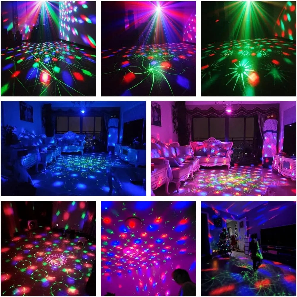 Party Lights Dj Disco Ball Light Pattern Projector Sound Activated Dance Birthday Bar Karaoke Christmas Wedding Decoration