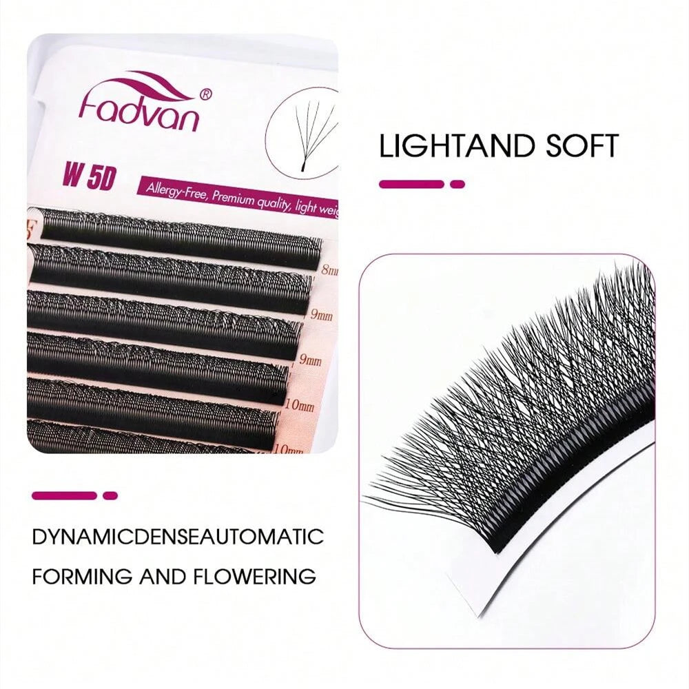 FADVAN 5D W Shape Eyelashes Extension 0.07 D Curl Natural Faux Mink Lashes Soft Professional Premade Volume Fan Eyelashes