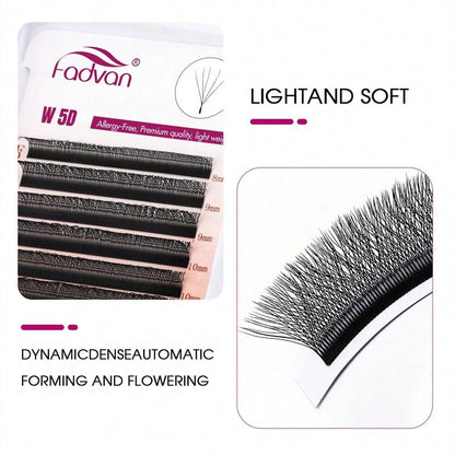 FADVAN 5D W Shape Eyelashes Extension 0.07 D Curl Natural Faux Mink Lashes Soft Professional Premade Volume Fan Eyelashes