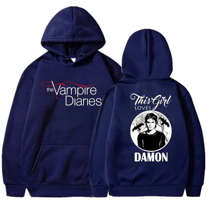 The Vampire Diaries Hoodies Women Fashion Personality Hooded Sweatshirt Casual Outdoor Loose Long Sleeve Pullover