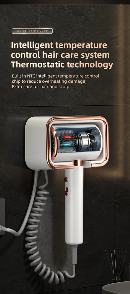 Hotel, Hotel, Non Perforated Wall Mounted Hair Dryer, Home Bathroom, High Wind Blue Light Hair Care Hair Dryer