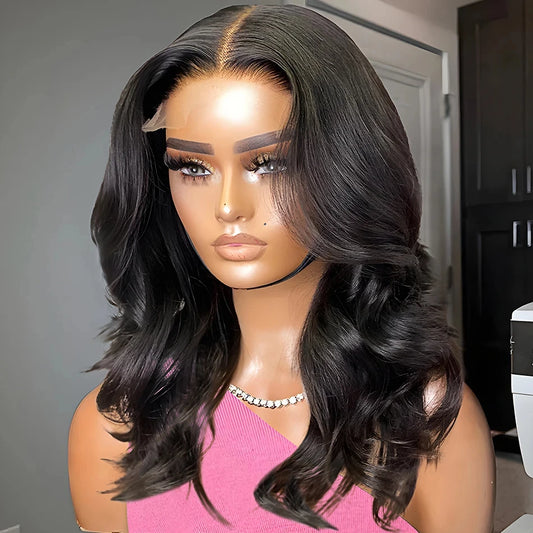 13x4 Body Wave Bob Lace Front Wigs Human Hair Pre Plucked Loose Wave Bob Wigs Glueless Wig Brazilian Hair Bob Wig Natural Color