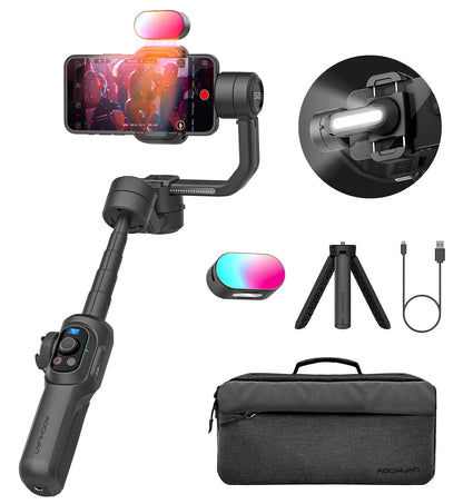 Aochuan Smart S2 Smart Gimbal Stabiliser for Smartphone Professional Industry-Standard 3-Axis Phone Gimbal with Extendable Rod