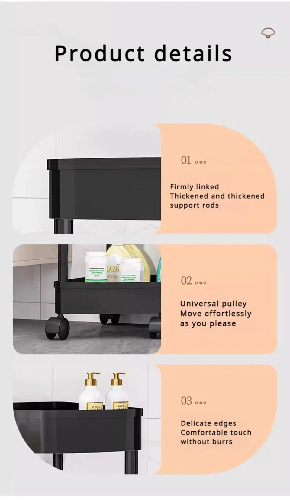 3/4/5 Tier Trolley Organizer Kitchen Gap Storage Rack Triangle Bathroom Storages Racks Bathroom Shelf Corner Storages Cabinet