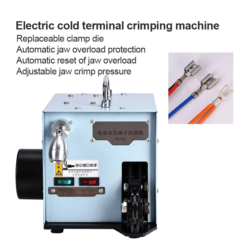 60W Terminal Crimping Machine YQ-02A 220V /110V 50Hz Electric Cold Pressing Crimping Pliers Jaw Pressure Adjustable