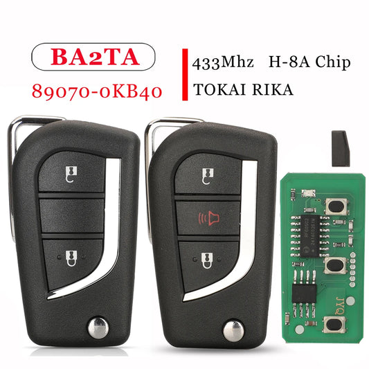 Jingyuqin 89070-0KB40 BA2TA 2BTN Remote Flip Key 433MHz H-8A For Toyota Hilux 2015 - 2020 TOKAI RIKA H1-3689 TOY48