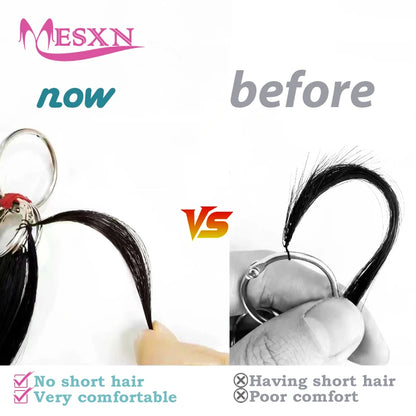 MESXN Third  Feather New hair extensions Straight Natural Real Human Hair Microring Hair Extensions  Brown Blonde  for salon