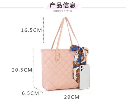 Large Capacity Lingge Embroidery Bag New Trendy Simple Scarf Tote Bag Hot Selling One Shoulder Bucket Bag Bags for Women