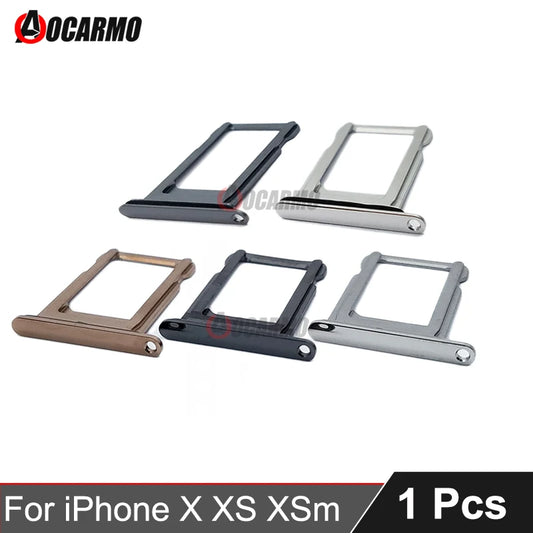 1Pcs/Lot For Apple iPhone X XS Max SIM Card Tray Stainless Steel Drawer Holder Single Dual Slot Replacement Parts