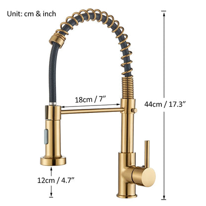 Quyanre Brushed Gold Kitchen Faucet Pull Down Kitchen Faucet Single Handle Mixer Tap 360 Rotation Torneira Cozinha Mixer Tap